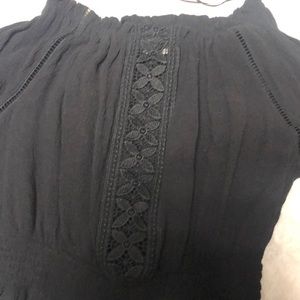 Black crop top off the shoulder with middle lace detail - worn once